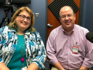 Abby Browning and Tim James in Broadcast Studio